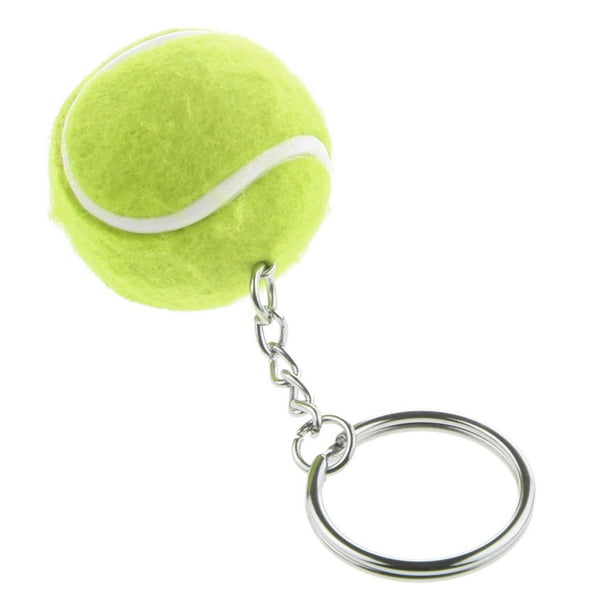 Llavero de aleación con colgante sencillo de pelota de tenis, artículo de colección novedoso, color verde