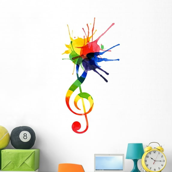 Watercolour Treble Clef Symbol Wall Decal Wallmonkeys Peel and Stick Decals for Girls (48 in H x 36 in W) WM502644