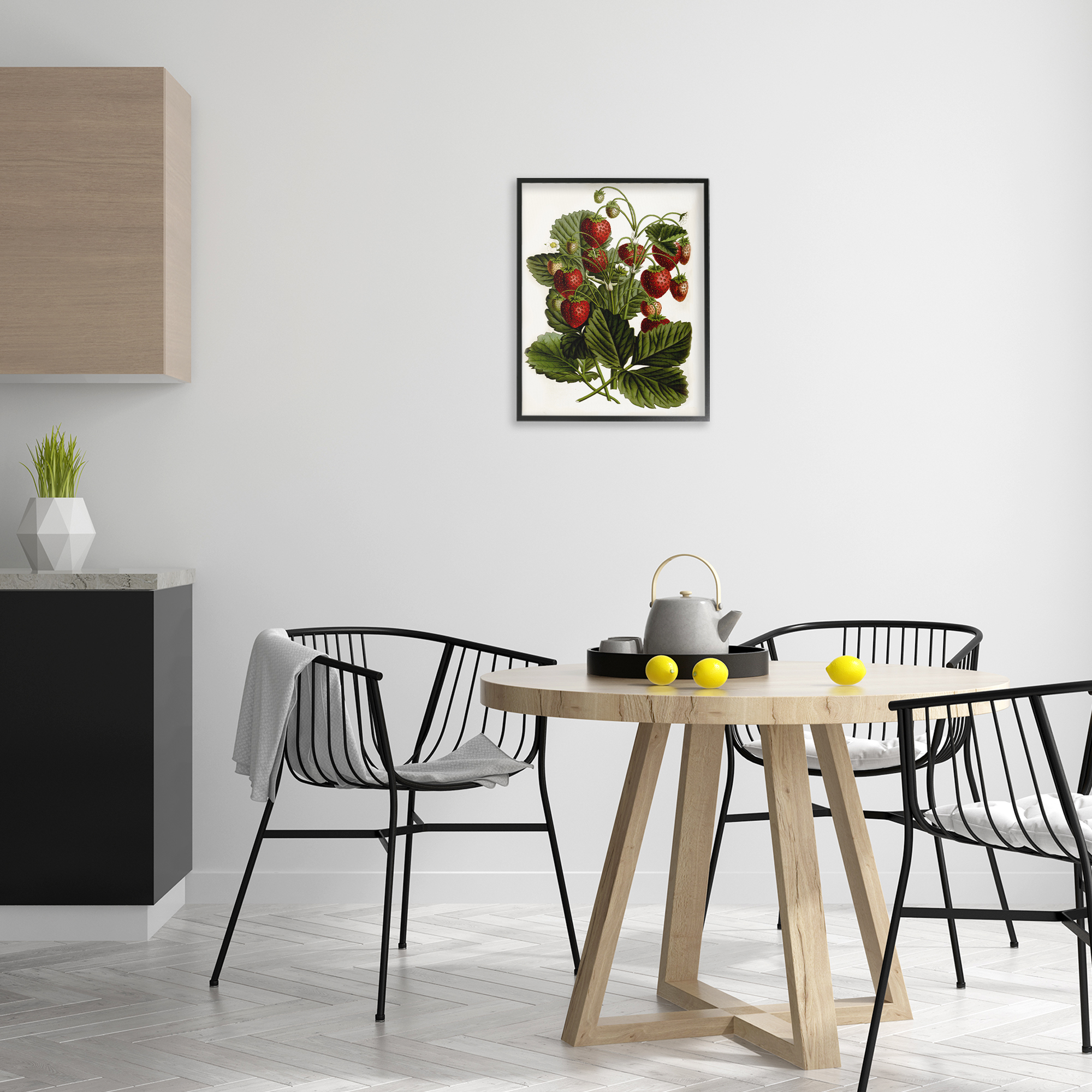 Stupell Industries Strawberry Plant Study Food & Beverage Painting Black Framed Art Print Wall Art, 16 x 20