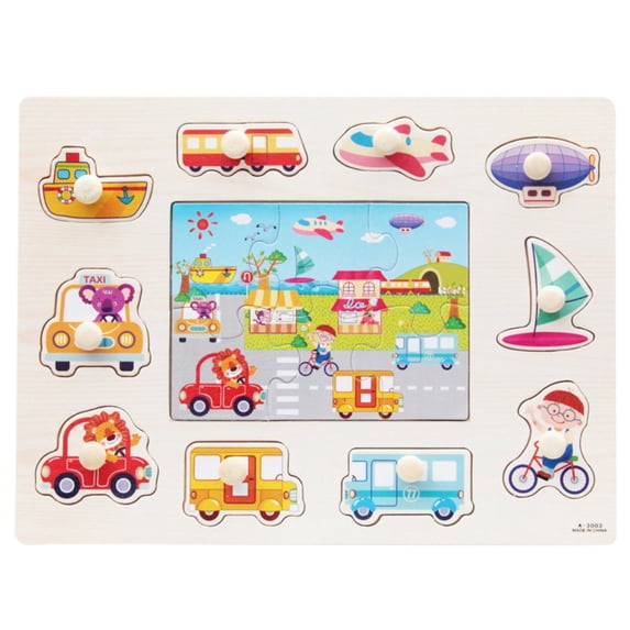 Wooden Toy Hand Puzzles People Animals Recognition Puzzle For Children Baby Educational Toys 1-3Y