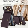 thumbnail image 4 of Allytechgroup iPhone SE 2022/2020/ iPhone 8 7 Wallet Case, Ring Holder Stand Cards Slots Shockproof Retro Flip Back Cover Phone Case for Apple iPhone SE 3rd 2nd Gen/ iPhone 8 7, Purple, 4 of 7