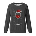 thumbnail image 4 of FAVIPT Oversized Christmas Sweatshirt for Women Sequin Rhinestone Red Wine Glass Shirts Raglan Long Sleeve Round Neck Tops Casual Fashion Holiday Loose Pullover Dark Gray,L, 4 of 4