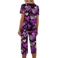 thumbnail image 4 of Garbnen Womens Valentine Pajama Set V Neck Capri Pants Short Sleeve Sleepwear Heart Print 2 Piece Lounge Sets with Pockets, 4 of 7