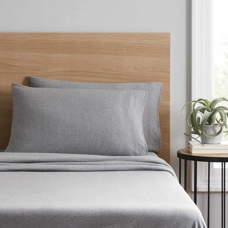 mainstays extra soft adult jersey bed sheet set, full, grey heather, 4 pieces