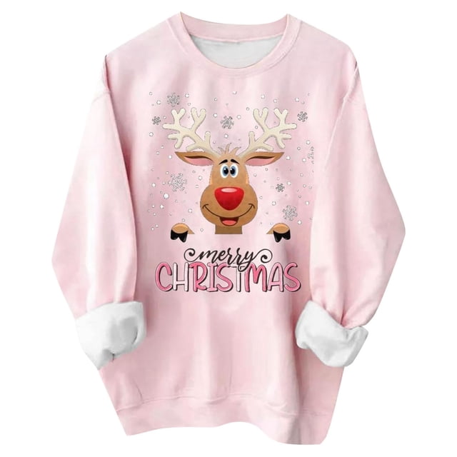 WEAIXIMIUNG Sweat à Demi-Zip pour Femmes 3TG Sweat de Noël pour Femmes Design Père Noël et Arbre Col Rond