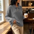 thumbnail image 5 of Staron Women's Sweaters Button Down Collared Long Sleeve Casual Comfy Knitted Ribbed Loose Fall Winter Tops Dark Gray XXL, 5 of 7