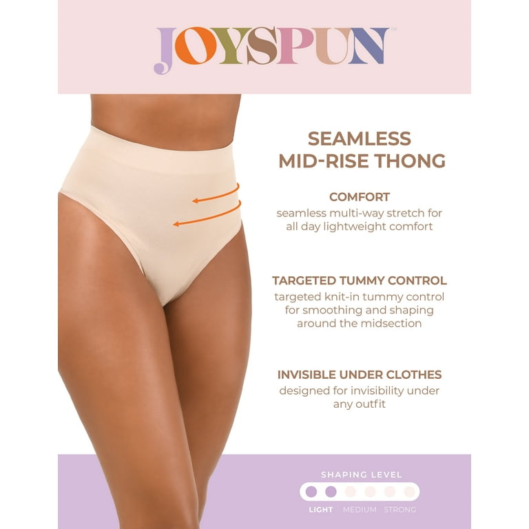 Joyspun Women's Seamless Mid-Rise Shaping Thong, Sizes S to Joyspun Women's Seamless Mid-Rise Shaping Thong, Sizes S to