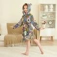 thumbnail image 2 of FORMRS Niños Bathrobe Unisex Hooded Robe Soft Plush Pajamas Sleepwear, Size 2-3T, Blue Floral, 2 of 7