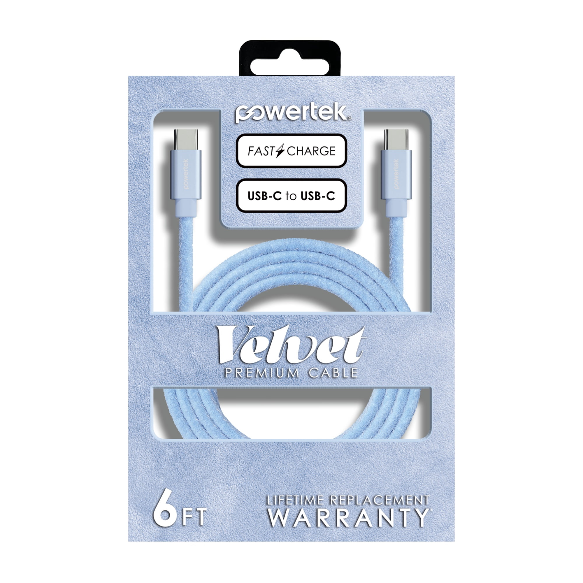 Liquipel Powertek Pastel Velvet USB-C to USB-C - Blue