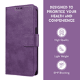 thumbnail image 2 of RadEnergy EMF Protection Leather Wallet Case for iPhone 14 Plus, Magnetic Stand Cover, Purple, 2 of 6