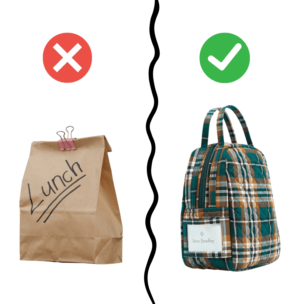 Vera Bradley Lunch Bunch Bag Orchard Plaid Cotton Lightweight