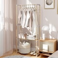 thumbnail image 3 of GETHFSA Pine Wood Clothes Rack with 2-Tier Open Storage Shelves, Freestanding Wooden Garment Rack for Bedroom, Closet, Wardrobe, Natural, 3 of 9