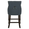 thumbnail image 2 of SAFAVIEH Eleni 26 in. H Tufted Wing Back Counter Stool with Ring, Navy Linen, Set of 2, 2 of 14