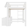 thumbnail image 5 of Bellemave Low Loft Bed with Storage Cabinet, Twin Size Loft Bed with Curtain and Bookcase,Wood Loft Under-Bed with Play Space (White）, 5 of 8