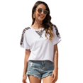 thumbnail image 1 of Blouse Sexy Imprimée Léopard pour Femmes, Manches Courtes, Col Rond, Ample, 1 of 2
