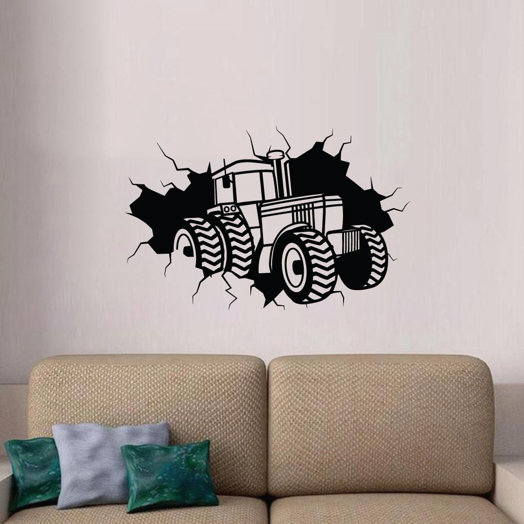 Tractor Truck Farm Trucks Rally Big Vehicle Vinyl Wall Sticker Art Decal Girls Boys Kids Room Design Bedroom Nursery Kindergarten House Home Decor Stickers Wall Art Vinyl Decoration Size (22x30 inch)