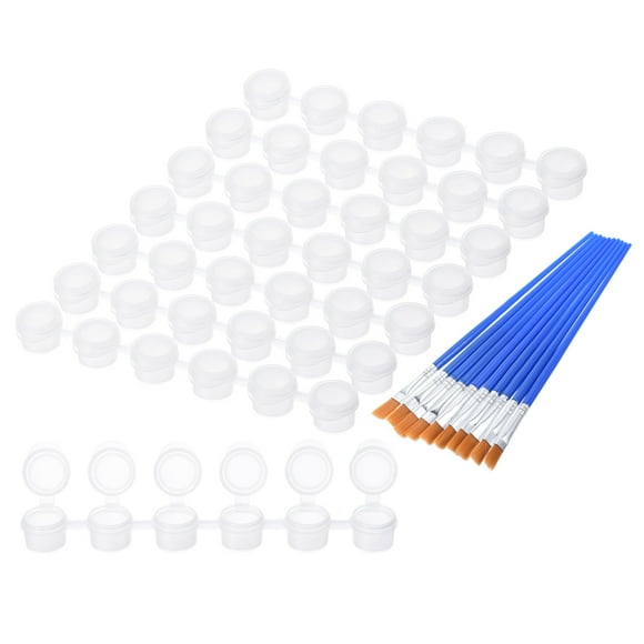 Unique Bargains 2ml/0.1oz Empty Paint Pots with Lids, 20 Strips 120 Pots Mini Paint Strip Cups with 20pcs Paint Brushes, Style 2