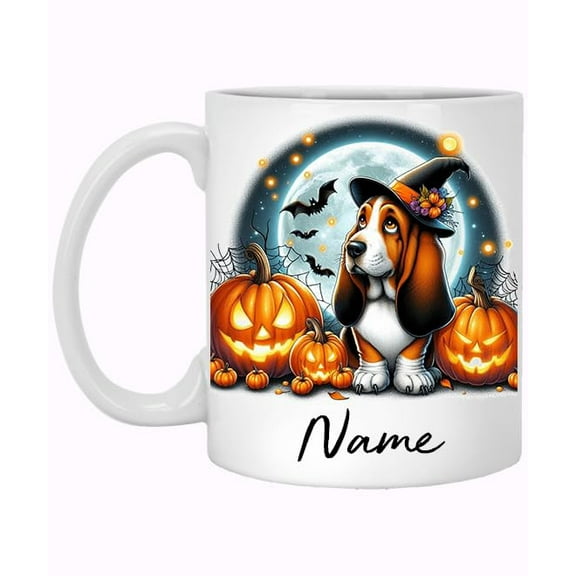 Basset Hound Halloween Mug Pumpkin Basset Hound Mug Halloween 11oz Mug for Basset Hound Lovers Autumn Basset Hound Pumpkin Mug Fall Mug Gift for Her Gift for Dog Lover Th 202820.400 554423