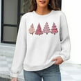 thumbnail image 2 of Christmas Womens Waffle Sweatshirts Loose Crewneck Long Sleeve Shirts Cute Pink Christmas Tree Printed Sweaters Casual Fashion Xmas Holiday Party Pullover Tops, 2 of 6