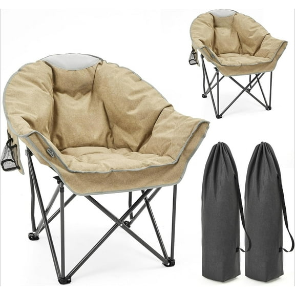 Oversized Padded Comfy Camping Chair for , Portable Padded Lawn Chair, Weight Capacity, Heavy Duty Moon Leisure Folding Chair for Camping, Hiking
