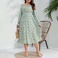 thumbnail image 3 of WILLBEST Vestidos Floreados Para Mujer Vestido Casual De Primavera Para Mujer, Vestido De Manga Larga De Talla Grande, Falda Elegante Con Cintura Elástica Y Estampado Floral, Falda Con Mangas, 3 of 3