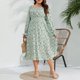 thumbnail image 3 of WILLBEST Vestidos Floreados Para Mujer Vestido Casual De Primavera Para Mujer, Vestido De Manga Larga De Talla Grande, Falda Elegante Con Cintura Elástica Y Estampado Floral, Falda Con Mangas, 3 of 3