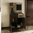 thumbnail image 3 of 75.20 in Tall Engineered Wood Hall Tree with Mirror 3 Shelves 2 Cabinets 1 Drawer 3 Hangers for Entryway and Living Room Enhances Space Aesthetics, 3 of 4
