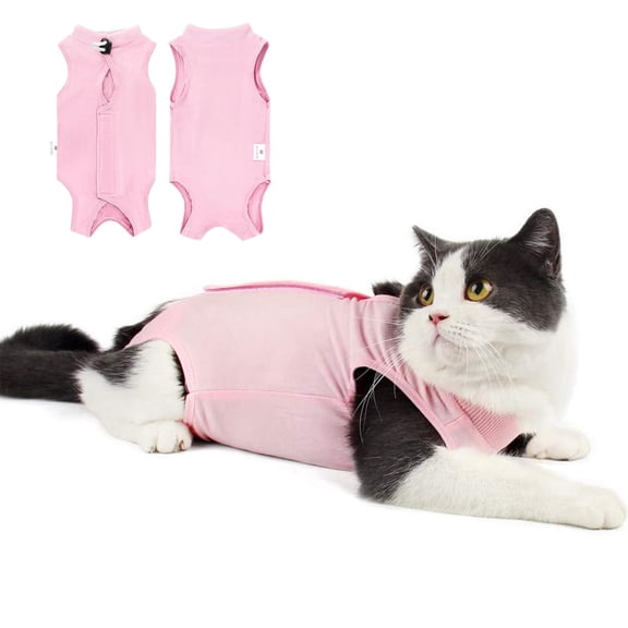 Soft Modal Cat Spay Recovery Suit, Anti Lick Surgical Onesie for Female Cat Abdominal Wound, Adjustable Breathable Post Surgery Shirt S/M/L