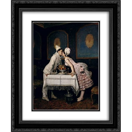 Auguste Toulmouche 2x Matted 20x24 Black Ornate Framed Art Print 'The Kiss'