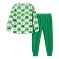 thumbnail image 2 of Conjuntos de blusa y camisa de manga larga con cuello redondo. Conjunto de camisa y pantalón de manga larga con estampado del Día de San Patricio para niños y niñas. Top y pantalón para niña., 2 of 8