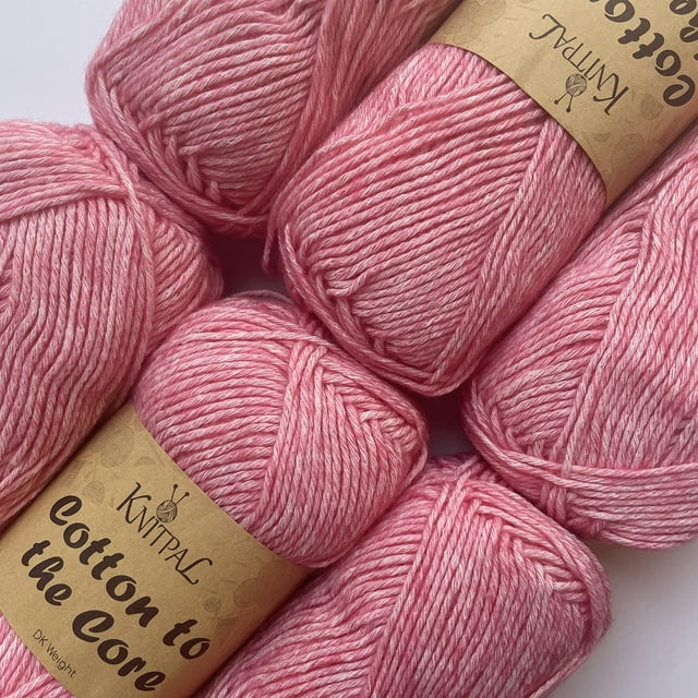 Algodón Hasta El Núcleo Para Tejer A Mano Y Hacer Ganchillo Mantas De Bebé (Patrones Gratuitos) Hilo Jaspeado Con Halo 6 Ovillos 852 Yardas/300 Gramos Calibre Dk #3 (Rosa Flamenco)
