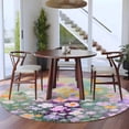 thumbnail image 3 of Round Rugs 6Ft, Teal Spring Floral Round Area Rug Washable Indoor Throw Carpet, Modern Oil Painted Daisy Botanical Soft Non Slip Circle Rug for Office Cabinet Home Decor Aesthetic, 3 of 8