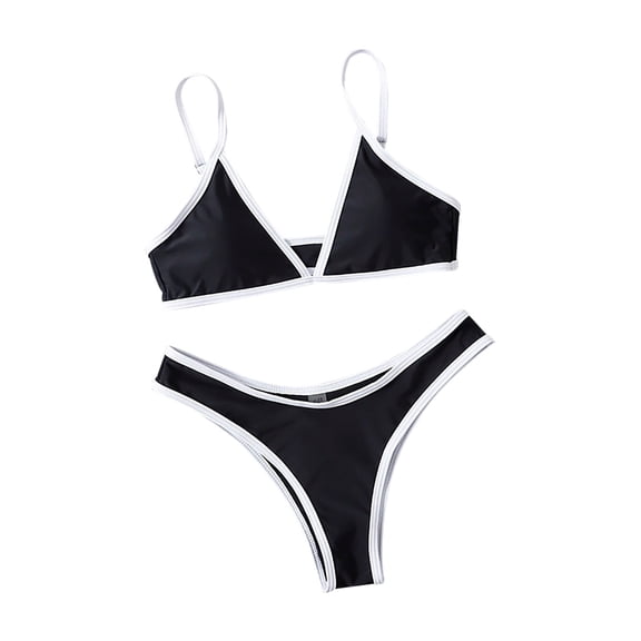 ylioge Swimsuits for Women Two Piece Bikini Bathing Suits Built in Bra Ladies Trendy Color-Block Low Waisted High-Cut Thongs Swimwear Sets