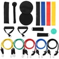 thumbnail image 2 of Labymos Ensemble de 18 Bandes de Résistance Entraînement Mise en Forme Exercice Bandes de Réadaptation Ancre de Porte Sangles de Cheville Poignées Coussinées Disques à Glissement Balle de Massage à Picots avec Sacs de Transport, 2 of 8