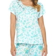 Casual Nights Women's Short Sleeve Embroidered Floral Capri Pajama Set