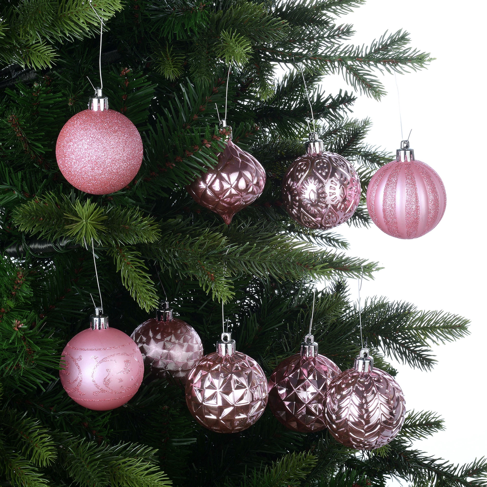 Holiday Time 40 Count Shatterproof Ornaments- Pink