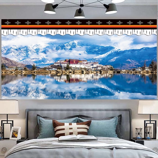 Tapiz de estilo tibetano, palacio de Potala, montaña nevada, 150 x 130 cm