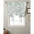 thumbnail image 2 of Green Botanical Tie Up Curtains for Window, Vintage Leaf Pastoral Rustic Thermal Insulted Balloon Shade Adjustable Rod Pocket Curtains Valance Panels for Kitchen Bathroom Café 42 x 63, 2 of 7