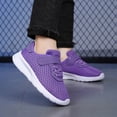 thumbnail image 2 of Mesh Sneakers for Girls Comfy Lightweight Orthopedic Shoes Thick Soft Sole Cushioning Walking Running Shoes Hook and Loop Breathable Athletic Shoes Purple 13 Little Kid, 2 of 6