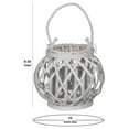 thumbnail image 5 of Bellied Shaped Lattice Design Lantern with Glass Candle Holder,Small,White- Saltoro Sherpi, 5 of 5