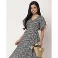 thumbnail image 6 of Moomaya Women's Printed Dress, V-Neck, Short Sleeves, Ruffled Midi Summer Dress, 6 of 8