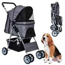YRLLENSDAN 4 Wheels Pet Stroller for Medium Dogs, Dog Stroller Small Dogs with Cup Holder Foldable Pet Gear Pet Carriers with Wheels Cat Stroller