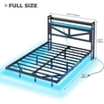 thumbnail image 2 of Full Size Floating Bed Frame with   Station Storage Headboard and with  Light,   Platform Bed Frame, No Box Spring Needed, Easy Assembly and Noise , Black, 2 of 6