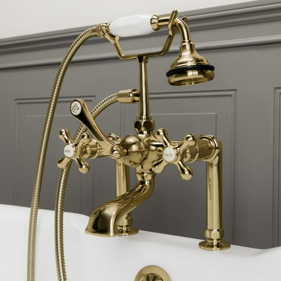 Vintage Clawfoot Tub Deck Mount English Telephone Faucet With Handshower