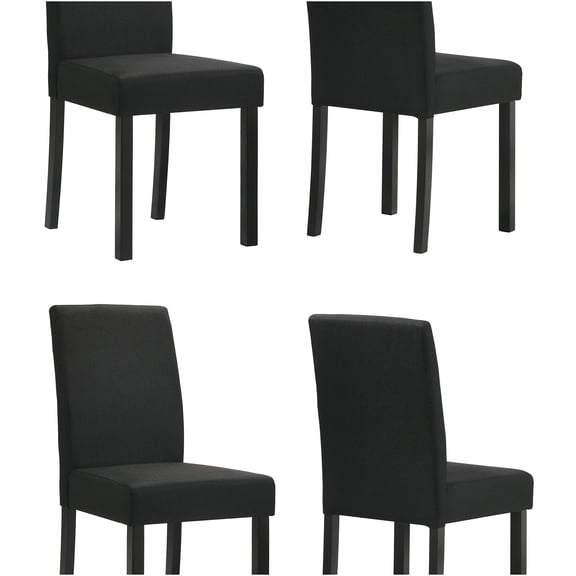 JERFIT 4-Piece Modern Dining Chair Set with Plush Upholstered Seats, Charcoal Black Fabric and Sleek Black Wood Legs