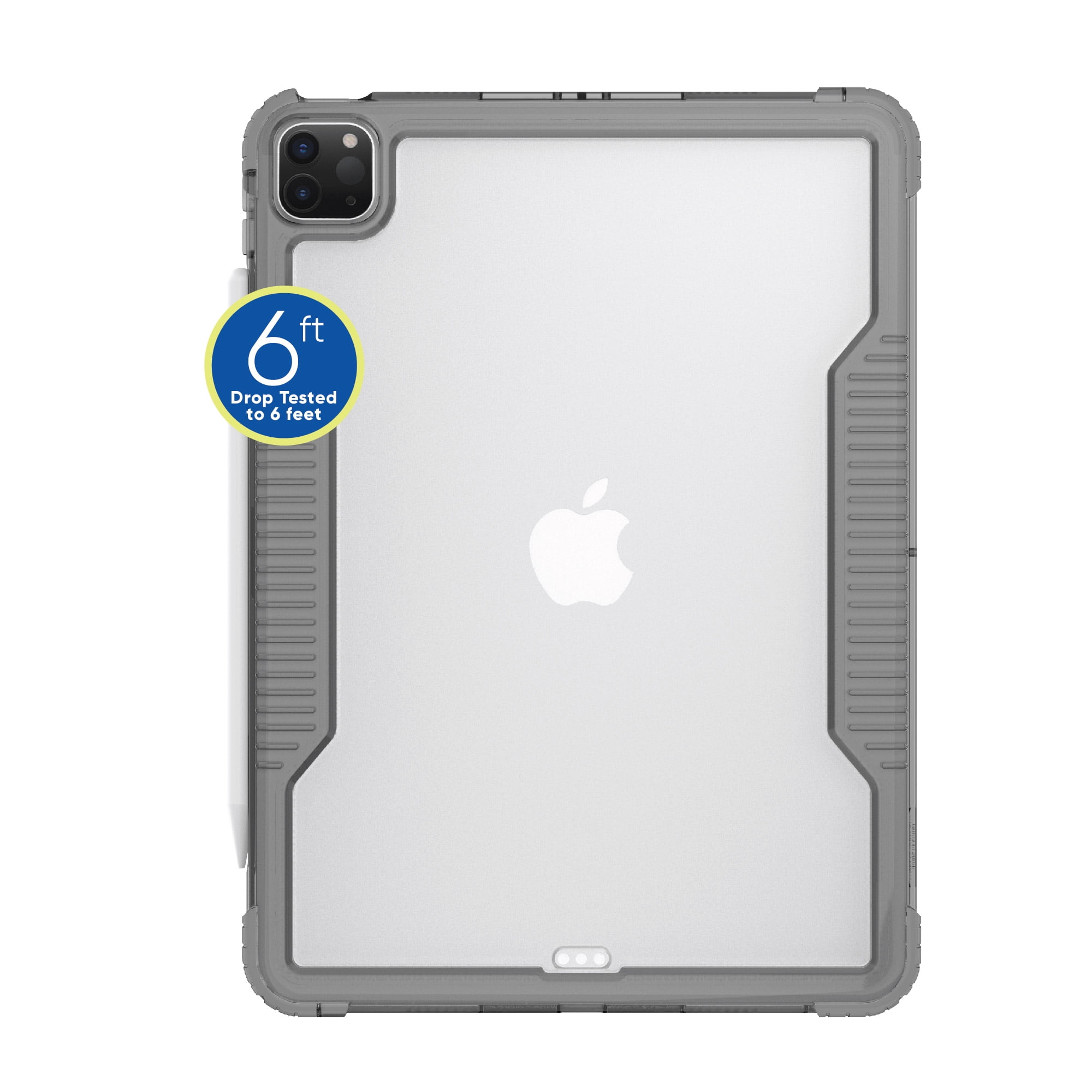 onn. Slim Rugged Tablet Case for iPad Air 11" (M3, M2) / iPad Air (4th, 5th generation), iPad Pro 11" (1st, 2nd, 3rd, 4th generation) - Gray/Clear