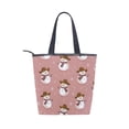thumbnail image 2 of Zipper canvas bag large capacity large size practical handbag durable Canvas with leather material Adorable Cowboy Snowmen, 2 of 7