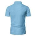thumbnail image 4 of Wyobmus Men's Short Set 2 Piece Summer Beach Outfits Solid 1/4 Zipper Short Sleeve T-Shirts and Drawstring Shorts Set Light Blue, 4 of 9