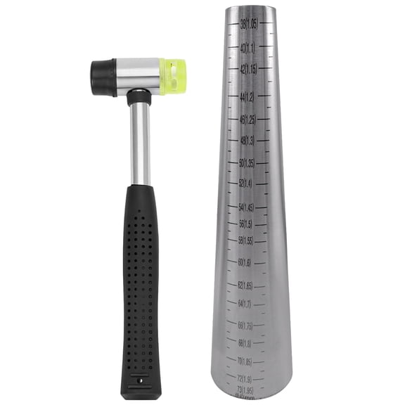 Stainless Steel Bracelet Mandrel for Jewelry Making, Professional Jewelry Sizer & Repair Tool, Round with Scale, Includes Dual-Head Hammer for Forming and Adjustment