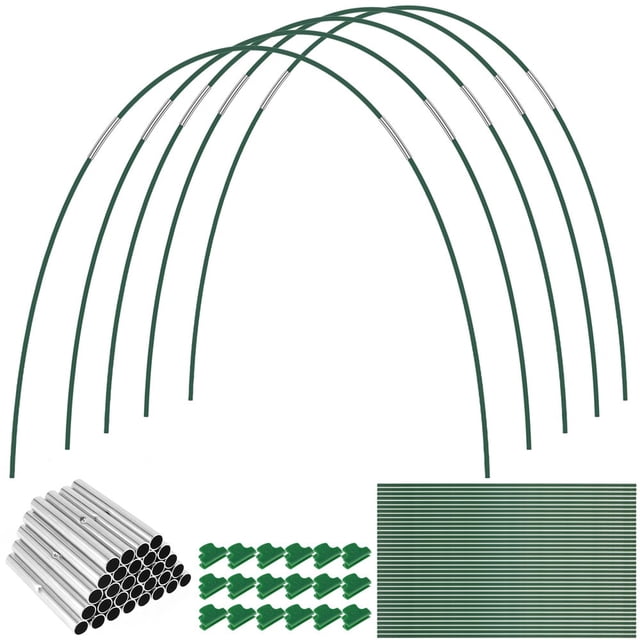 Greenhouse Hoops Frame Tunnel Kit 17in Long Detachable Garden Hoops Rust-Free Fiberglass Garden Support Frame with 18 Clips for Netting Raised Beds Garden